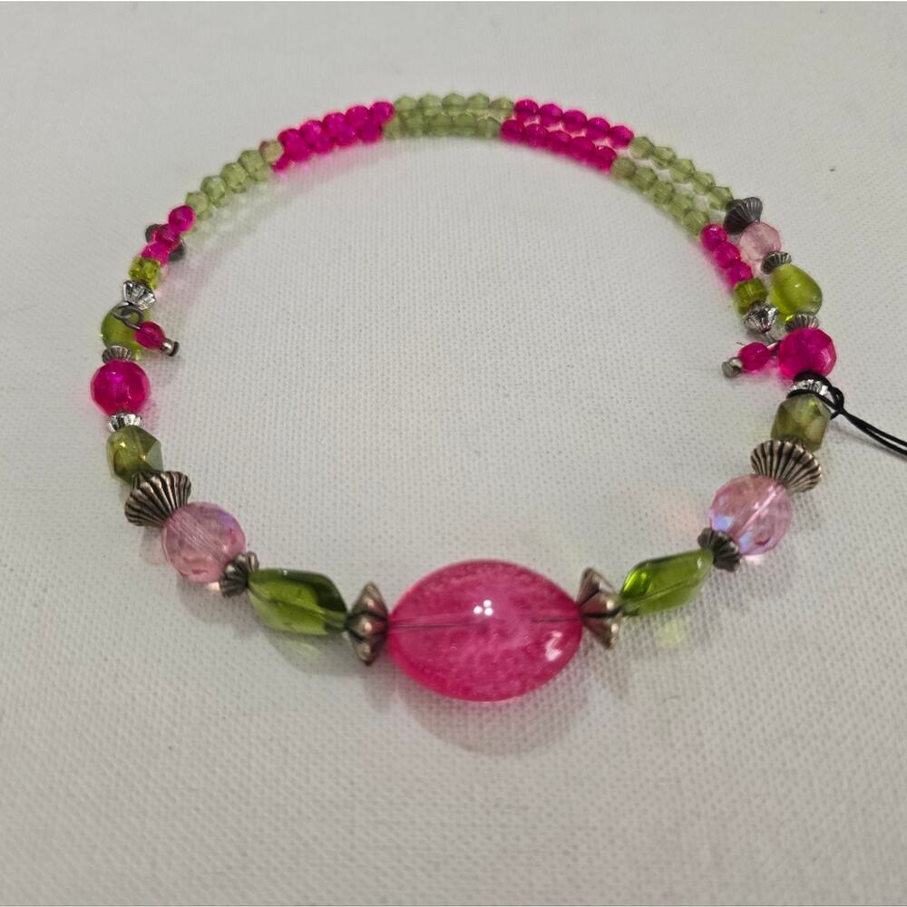 Treska Pink and Green Wrap Collar Necklace New